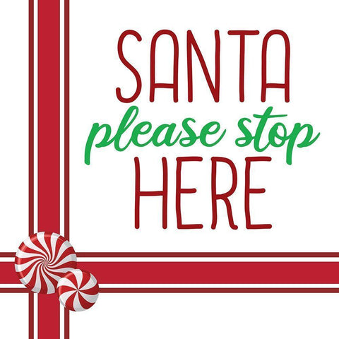 Santa Stop Here Black Modern Wood Framed Art Print with Double Matting by Bailey, Ann