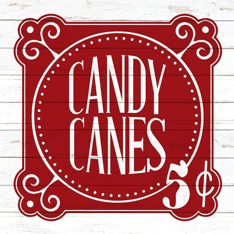 Candy Canes 5 White Modern Wood Framed Art Print with Double Matting by Bailey, Ann