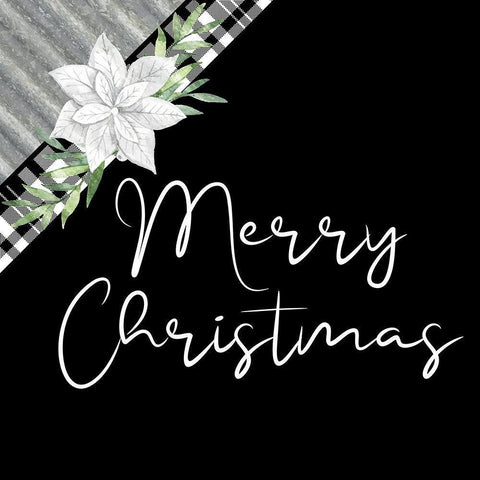 Merry Christmas Galvanized Black Modern Wood Framed Art Print with Double Matting by Bailey, Ann