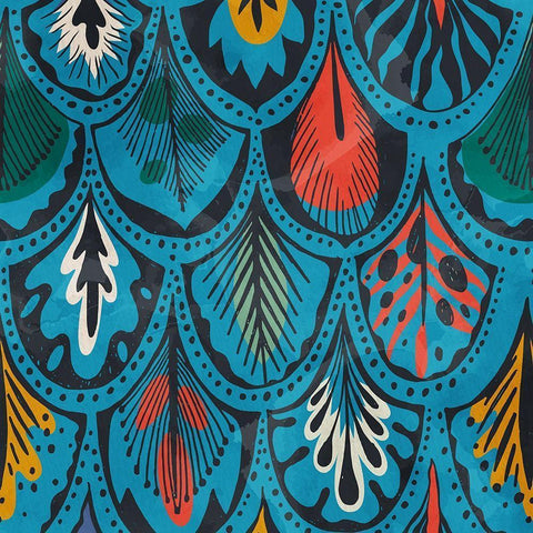 Feather Pattern 1 Black Modern Wood Framed Art Print by Bailey, Ann