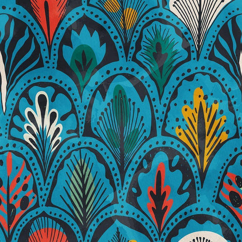 Feather Pattern 2 Black Ornate Wood Framed Art Print with Double Matting by Bailey, Ann