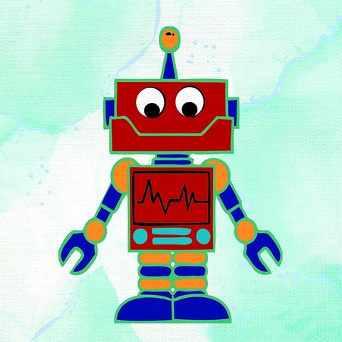 Robot 2 Black Modern Wood Framed Art Print by Bailey, Ann