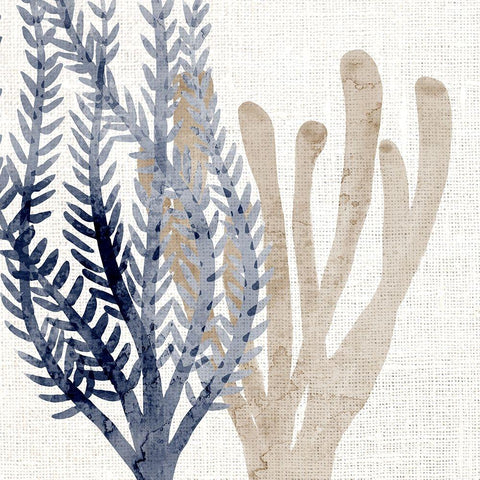 Coral Blue And Sand Gold Ornate Wood Framed Art Print with Double Matting by Bailey, Ann