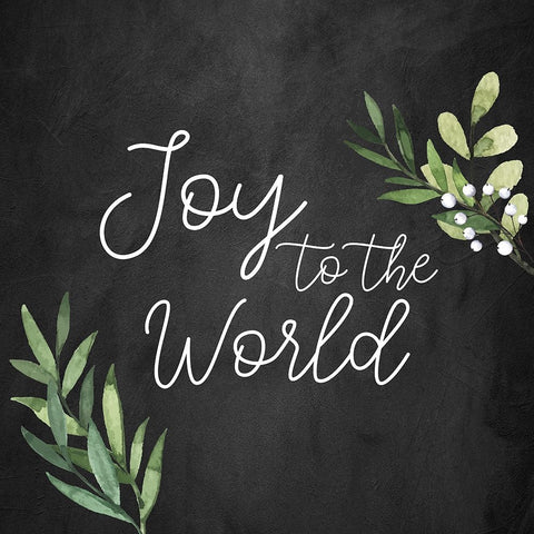 Joy To The World Chalkboard White Modern Wood Framed Art Print with Double Matting by Bailey, Ann