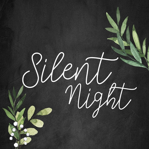 Silent Night Chalkboard Black Modern Wood Framed Art Print by Bailey, Ann