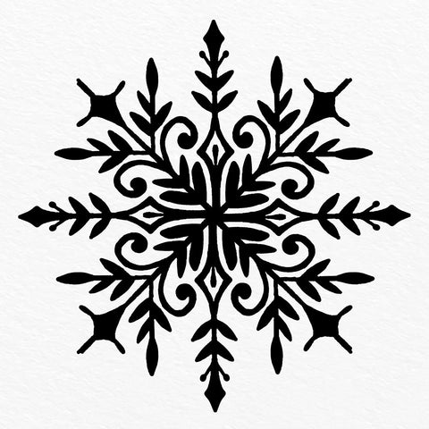 Snowflake 1 White Modern Wood Framed Art Print with Double Matting by Bailey, Ann