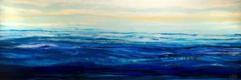 Blue Waters White Modern Wood Framed Art Print with Double Matting by Bilotta, Barbara