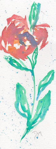 2019 Florals Peony I White Modern Wood Framed Art Print with Double Matting by Dyer, Beverly