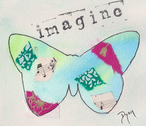 Butterfly Imagine Black Ornate Wood Framed Art Print with Double Matting by Dyer, Beverly