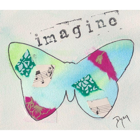Butterfly Imagine White Modern Wood Framed Art Print by Dyer, Beverly