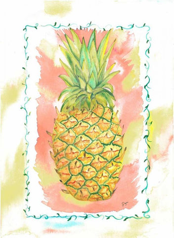 Pinapple Party White Modern Wood Framed Art Print with Double Matting by Dyer, Beverly