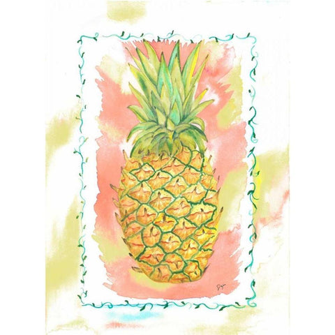 Pinapple Party White Modern Wood Framed Art Print by Dyer, Beverly