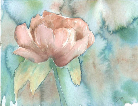 Blush Rose White Modern Wood Framed Art Print with Double Matting by Dyer, Beverly