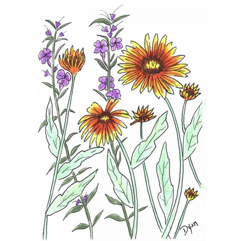 Common Blanket Flower Gold Ornate Wood Framed Art Print with Double Matting by Dyer, Beverly