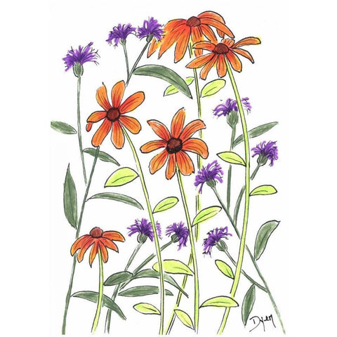 Orange Corn Flower White Modern Wood Framed Art Print by Dyer, Beverly