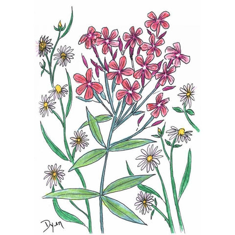 Summer Phlox Gold Ornate Wood Framed Art Print with Double Matting by Dyer, Beverly