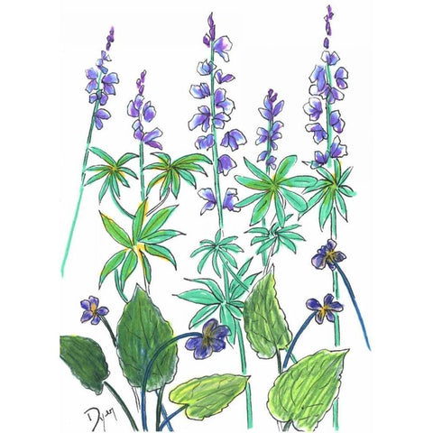 Wild Lupine White Modern Wood Framed Art Print by Dyer, Beverly
