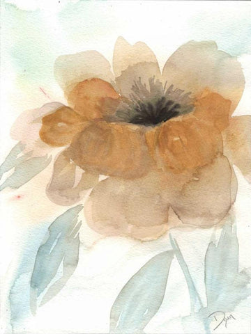 Neutral Peony I Black Ornate Wood Framed Art Print with Double Matting by Dyer, Beverly
