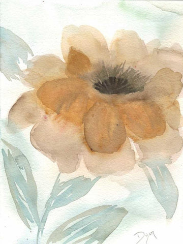Neutral Peony II Black Ornate Wood Framed Art Print with Double Matting by Dyer, Beverly