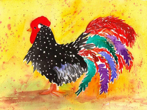 Farm House Rooster I White Modern Wood Framed Art Print with Double Matting by Dyer, Beverly