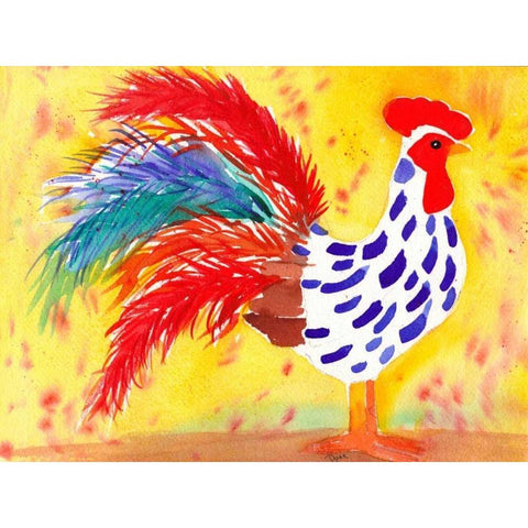 Farm House Rooster II Gold Ornate Wood Framed Art Print with Double Matting by Dyer, Beverly