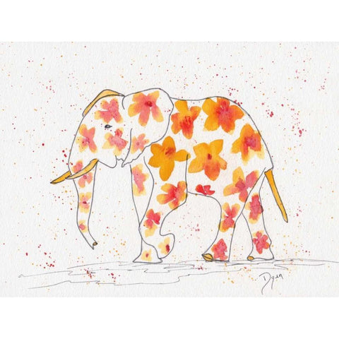 Elephant Flower White Modern Wood Framed Art Print by Dyer, Beverly