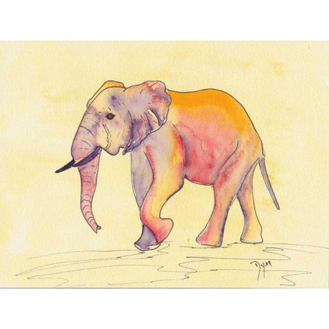 Rainbow Elephant White Modern Wood Framed Art Print by Dyer, Beverly