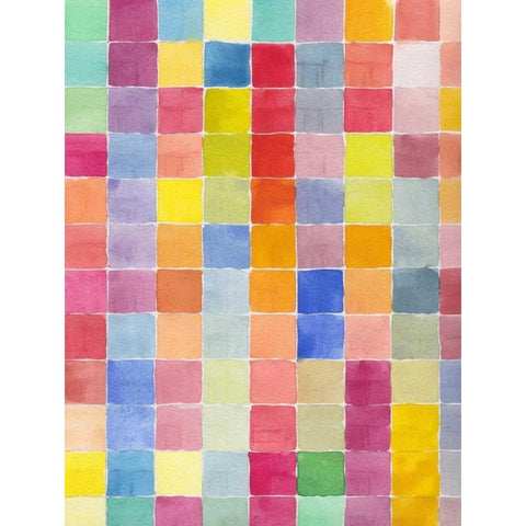 Rainbow Color Block 1 White Modern Wood Framed Art Print by Dyer, Beverly