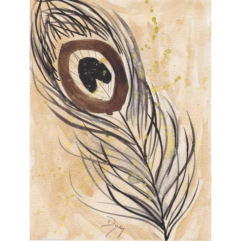 Peacock Feather 2 Black Modern Wood Framed Art Print with Double Matting by Dyer, Beverly