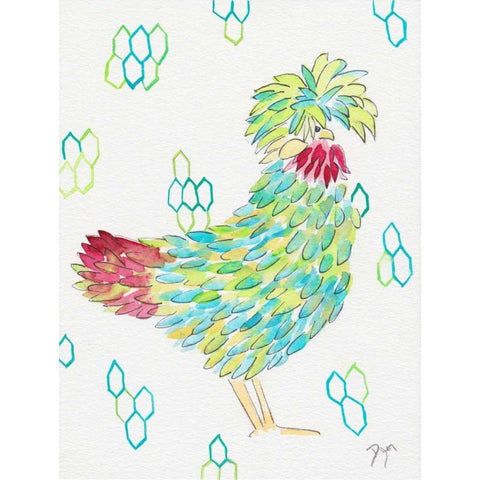 Funky Chicken 1 Black Modern Wood Framed Art Print with Double Matting by Dyer, Beverly