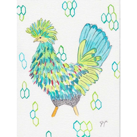 Funky Chicken 2 Black Modern Wood Framed Art Print with Double Matting by Dyer, Beverly