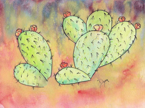Prickly Pear Cactus White Modern Wood Framed Art Print with Double Matting by Dyer, Beverly