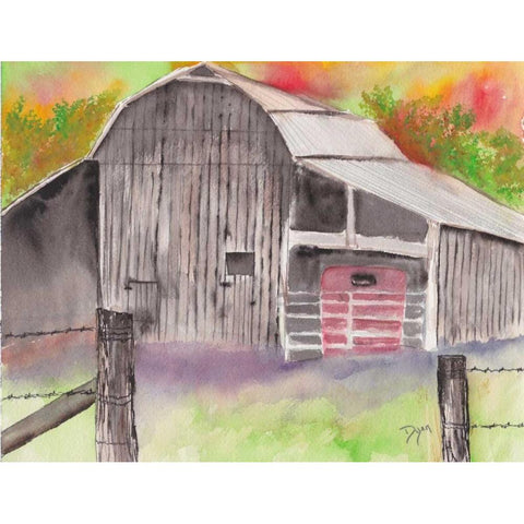 The Barn Black Modern Wood Framed Art Print with Double Matting by Dyer, Beverly