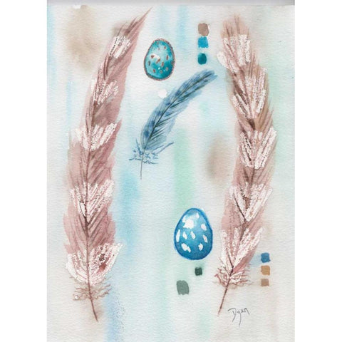 Feather and Egg Study White Modern Wood Framed Art Print by Dyer, Beverly