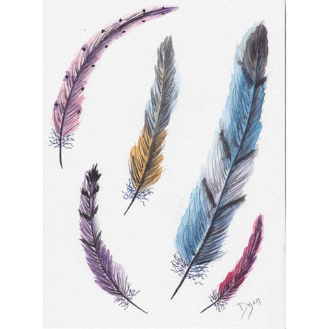 October Feathers II Gold Ornate Wood Framed Art Print with Double Matting by Dyer, Beverly