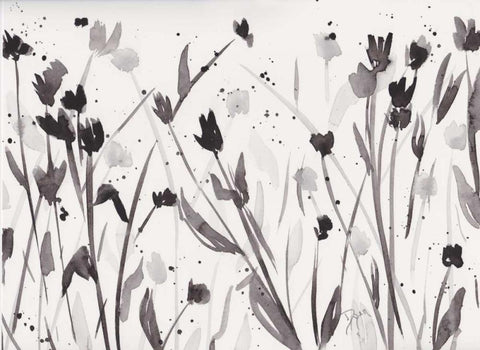 Noir Meadow White Modern Wood Framed Art Print with Double Matting by Dyer, Beverly