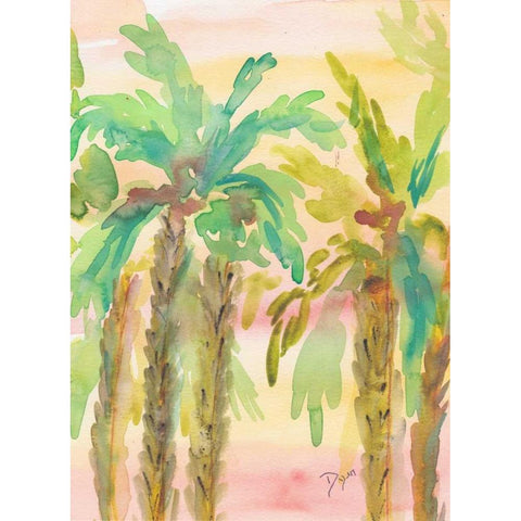 Sunset Palms 3 Black Modern Wood Framed Art Print with Double Matting by Dyer, Beverly