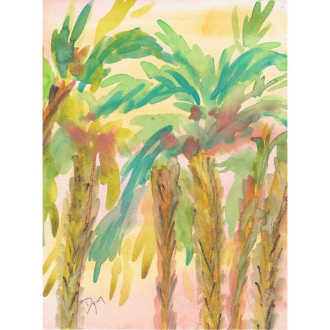 Sunset Palms 4 White Modern Wood Framed Art Print by Dyer, Beverly