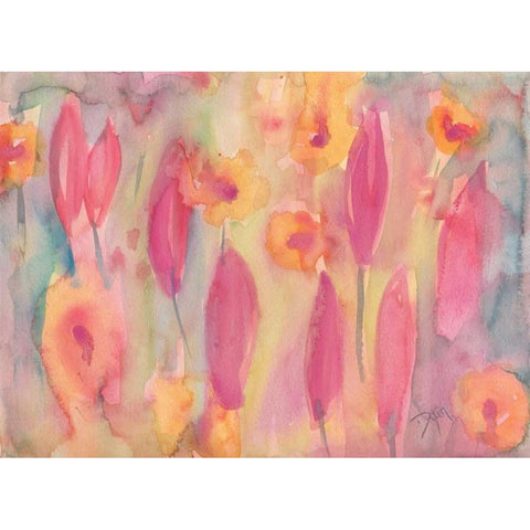 Snow Flowers II Gold Ornate Wood Framed Art Print with Double Matting by Dyer, Beverly