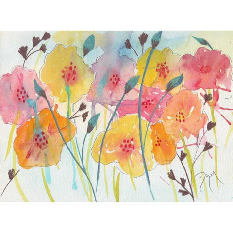 Spring Party I Black Modern Wood Framed Art Print with Double Matting by Dyer, Beverly