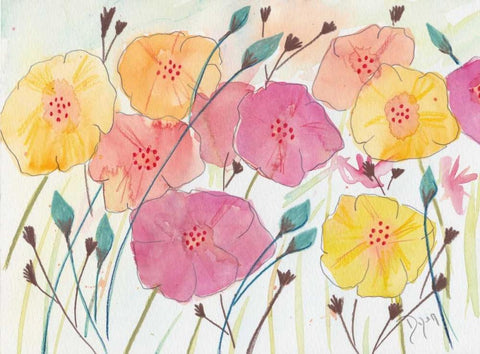 Spring Party II White Modern Wood Framed Art Print with Double Matting by Dyer, Beverly