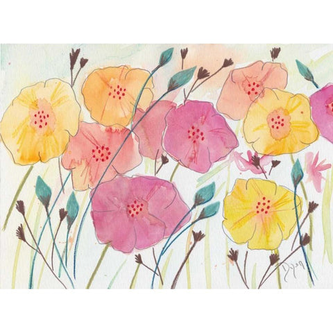 Spring Party II White Modern Wood Framed Art Print by Dyer, Beverly