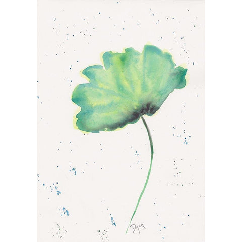 Blue Green Poppy 2 White Modern Wood Framed Art Print by Dyer, Beverly