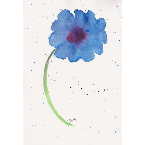 Blue Poppy 1 Gold Ornate Wood Framed Art Print with Double Matting by Dyer, Beverly
