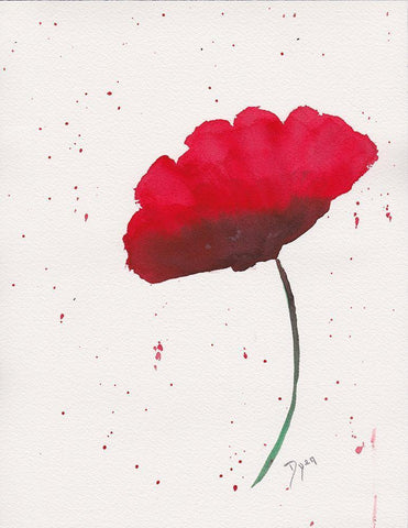 Red Poppy 2 White Modern Wood Framed Art Print with Double Matting by Dyer, Beverly