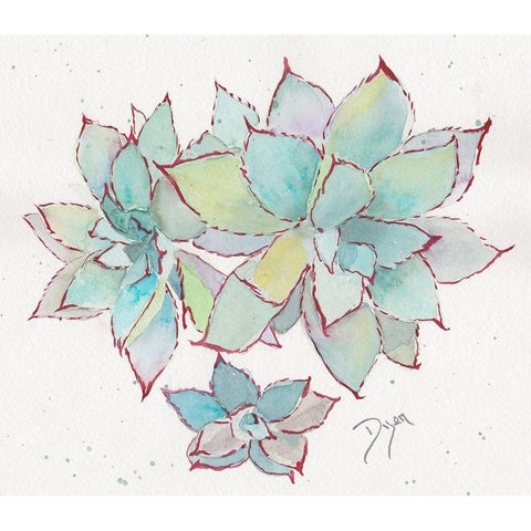 Succulent ll Gold Ornate Wood Framed Art Print with Double Matting by Dyer, Beverly