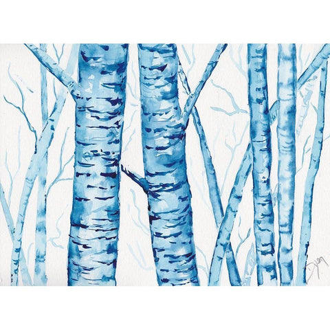 Cool Blue Forest Black Modern Wood Framed Art Print with Double Matting by Dyer, Beverly