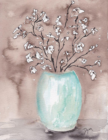 Rustic Bouquet White Modern Wood Framed Art Print with Double Matting by Dyer, Beverly