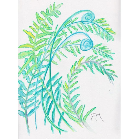 Floral Fern I White Modern Wood Framed Art Print by Dyer, Beverly