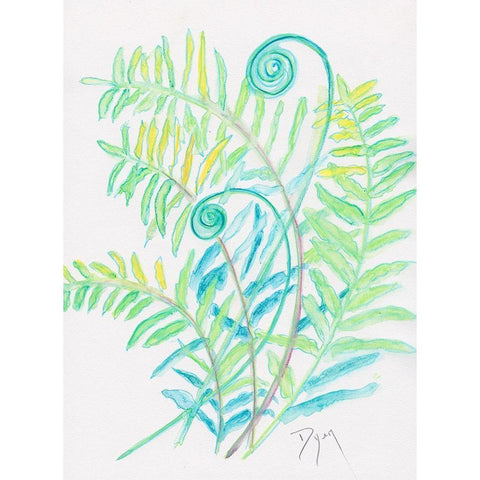 Floral Fern II White Modern Wood Framed Art Print by Dyer, Beverly